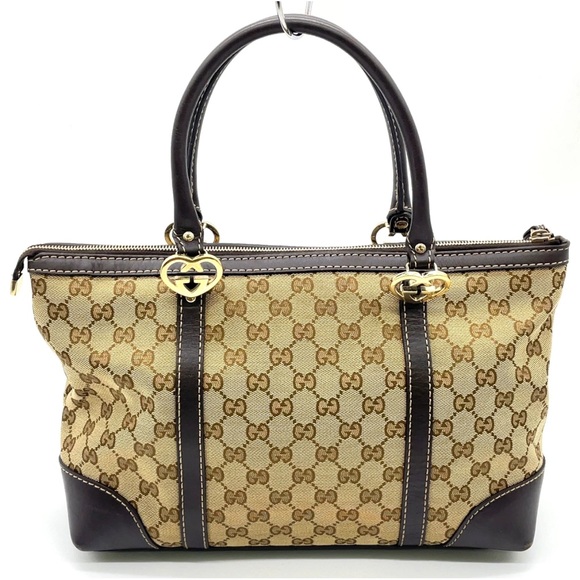 Gucci GG ❤️Lovely Heart Collection❤️ canvas and leather tote - Picture 3 of 14